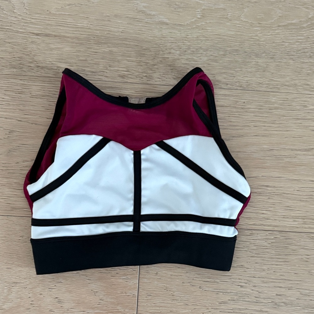 TIGER FRIDAY Cathedral Colorblock  Crop Top - White & Burgundy CXL